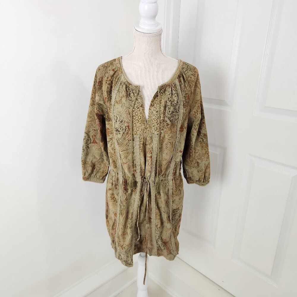 Ralph Lauren Denim & Supply Dress Womens M Corduroy Paisley Peasant Cottage Boho